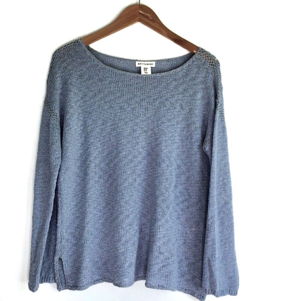Artisan NY knit sweater boatneck long sleeve light blue sz XS